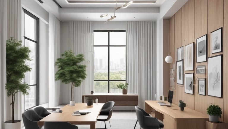 Bright, modern office space with agents collaborating over property listings.