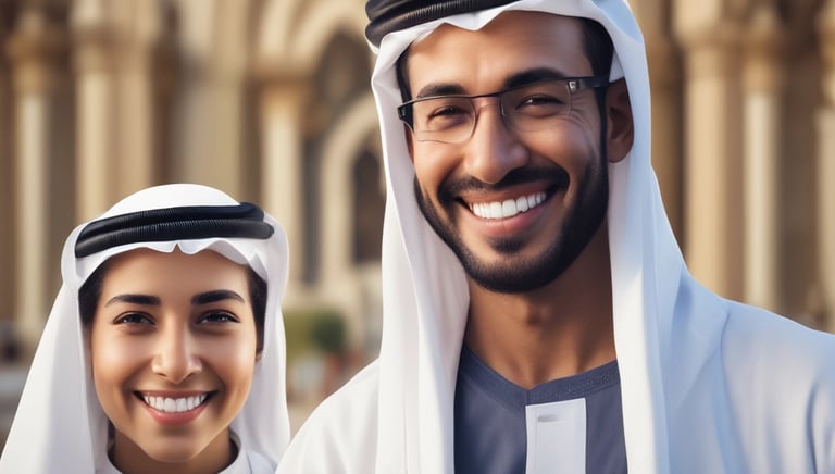 A serene photo of a couple walking hand in hand near Masjid al-Haram at sunset.