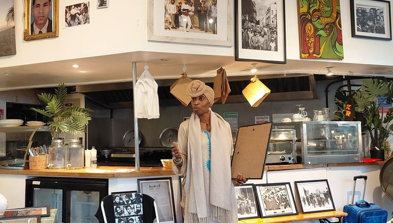 Jamila giving talk about the Mangrove Nine