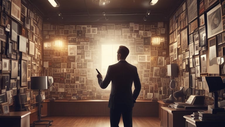 A confident professional leading a team meeting in a modern office setting.