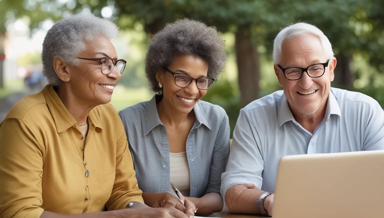 A confident professional leading a team meeting in a modern office setting.