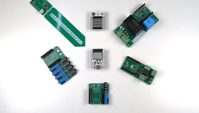 a group of electronics components including a remote control system