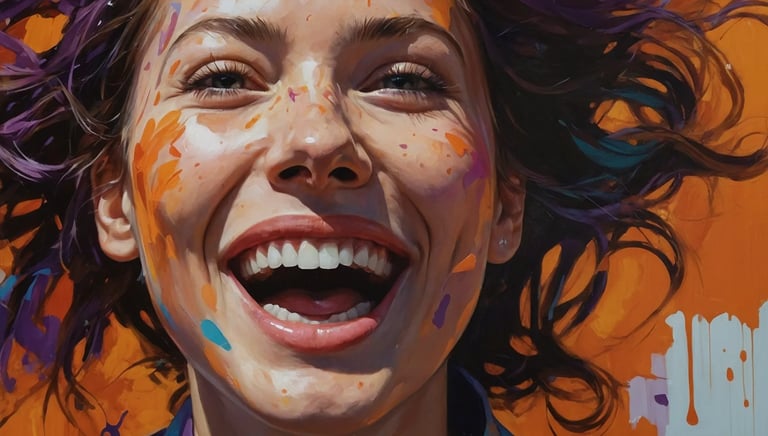 a painting of a woman with a messy hair