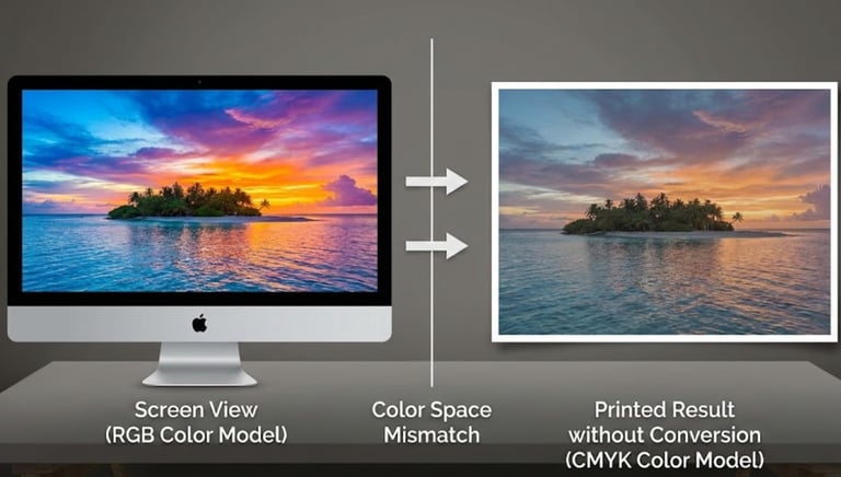 RGB vs CMYK color difference in card printing.