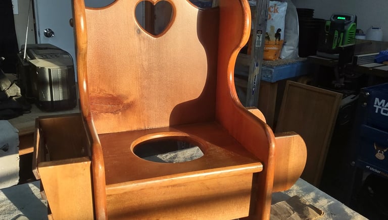 Antique Child's potty restored. Maple wood.