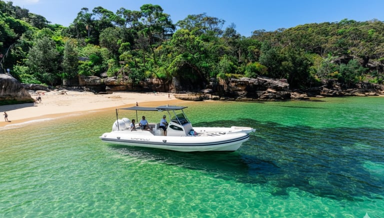 Bateau dans une crique verdoyante de la baie de Pollença