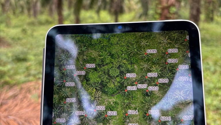 Plano digital de cultivo de palma de aceite usado en campo