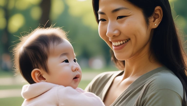A warm scene of a family playing together in a park, showcasing joy and connection.