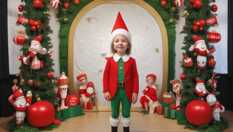 A collection of handcrafted ornaments and gifts displayed on a wooden table.
