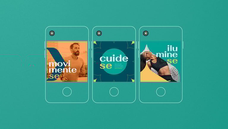 posts for social networks with the visual identity of Espaço Lana