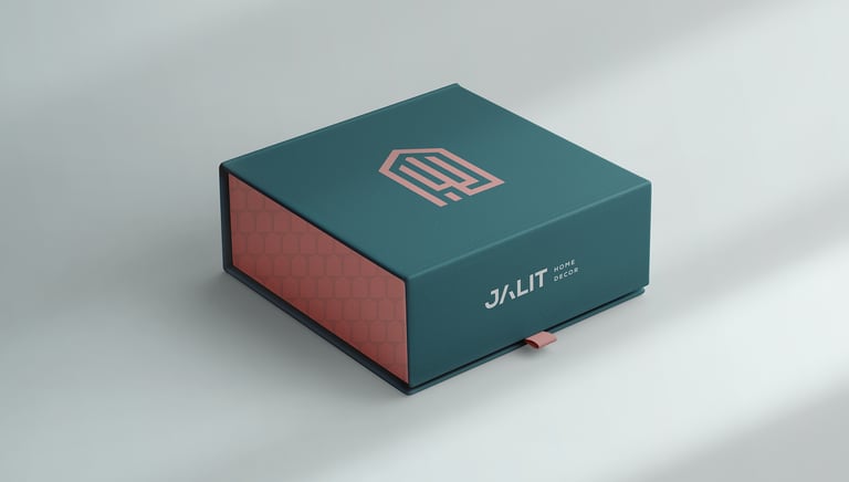 green and pink gift box with visual identity jalit home decor