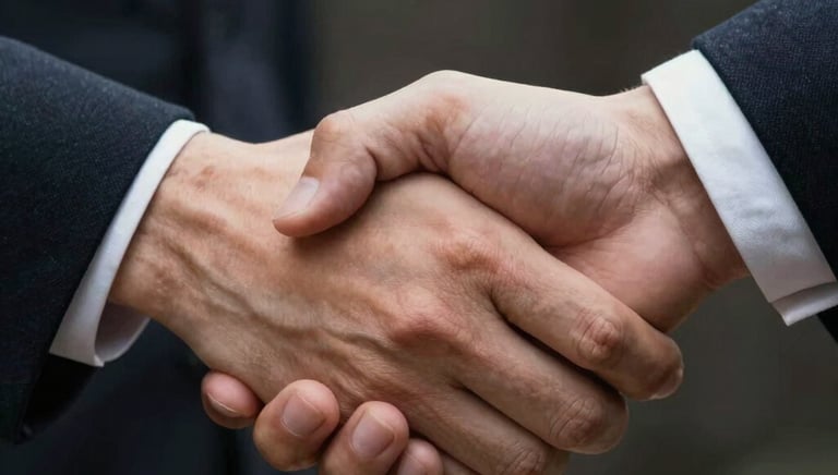 A professional athlete having a friendly meeting with a property manager in a modern office.