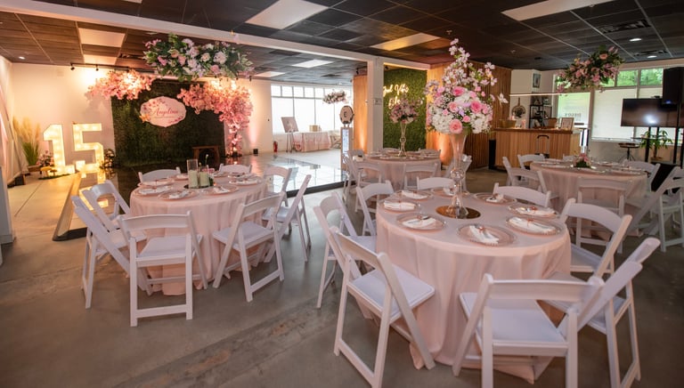Event venue setup for private celebrations in Johns Creek