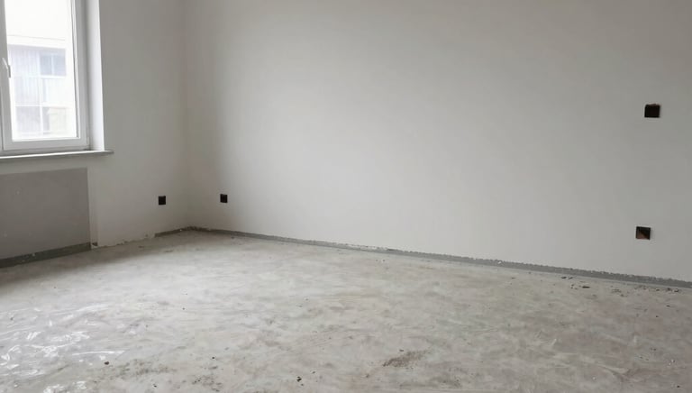 A professional cleaner carefully wiping a modern living room window, sunlight streaming in.