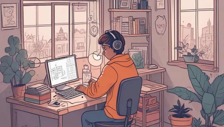 An illustration of a person ms.astering AI tool