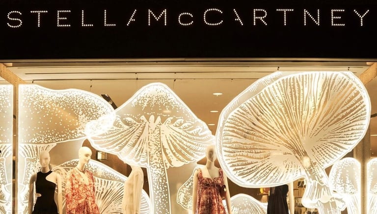 Stella McCartney store interior showcasing minimalist sustainable design