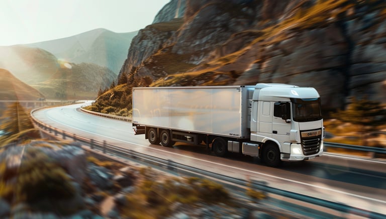 Camion de servicios de logística internacional transportando cargas para entrega rápida