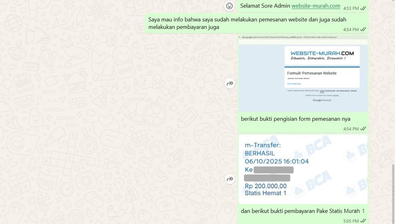 konfirmasi pembayaran berlangganan website murah