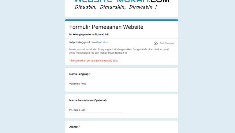 cara pesan website murah
