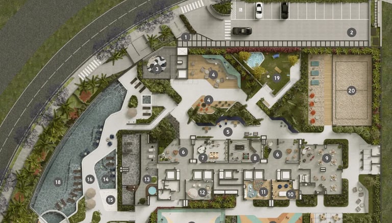 Implantação dos Itens de Lazer do Beyond Residence