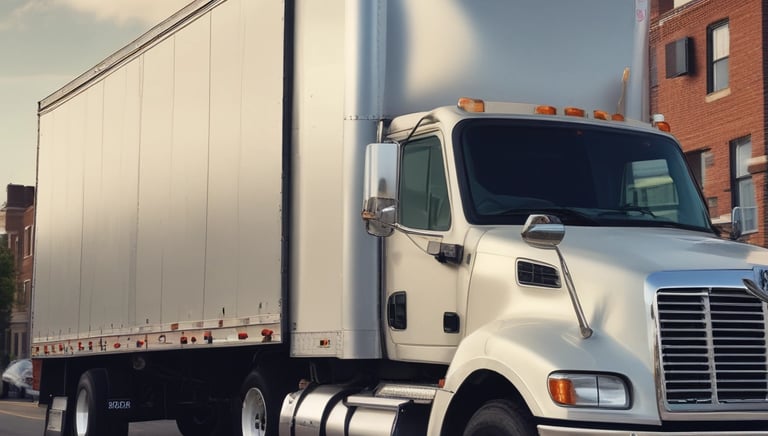 A fleet of delivery trucks parked at a logistics hub ready for dispatch.