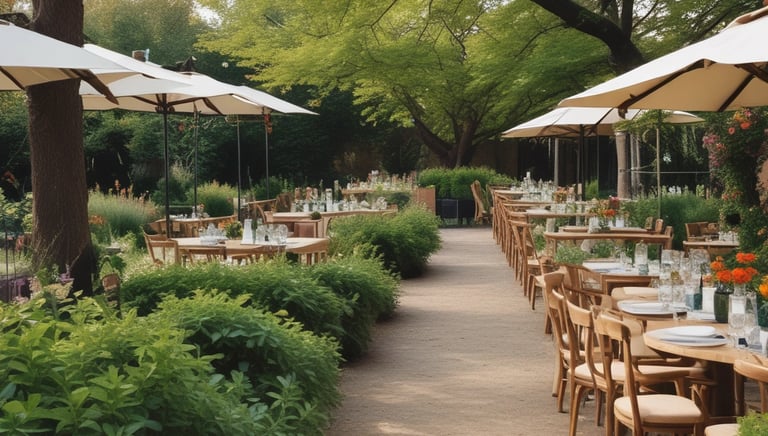 An elegant catering display with a variety of dishes and drinks.
