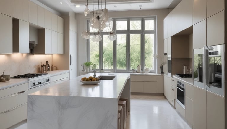 Cuisine en marbre pour une belle villa a Genève par Ital agencements