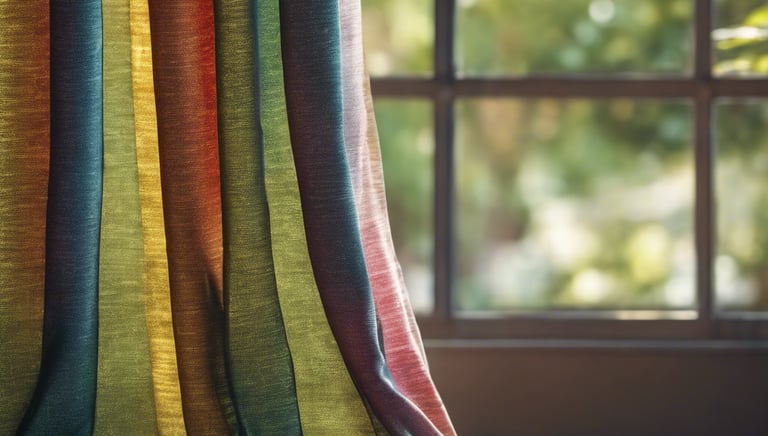 Rideaux multicoleurs devant une fenêtre