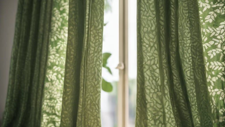 Image de rideaux vers à motifs