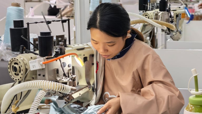 Automated production line manufacturing private label men’s boxer briefs with custom logos