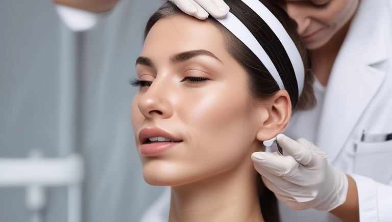 A serene facial treatment room with soft lighting.