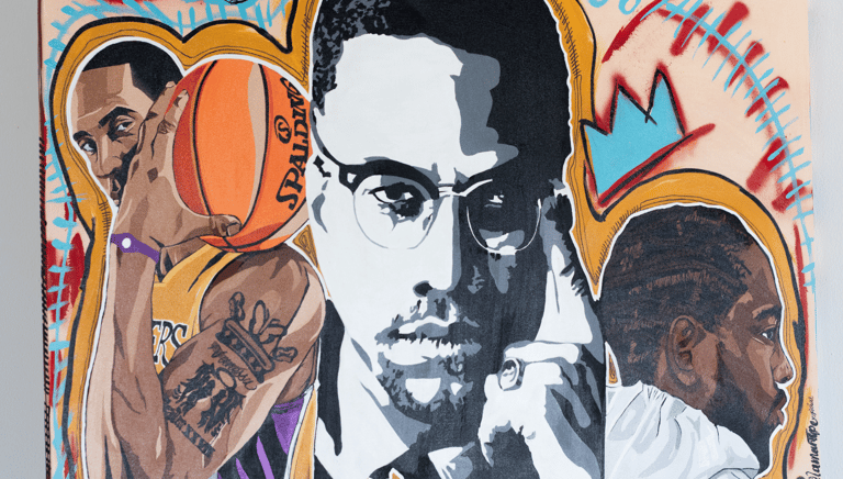 Cuadro decorativo en lienzo juvenil y moderno, retratos pintados a mano en estilo urbano y afro.