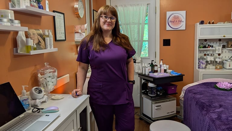 Kathy Dye, Licensed Esthetician at Mud & Lotus Skincare in Burnsville, NC