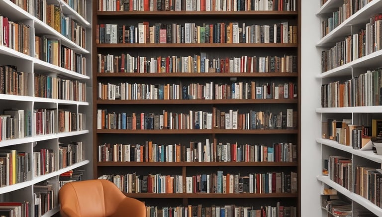 An inviting image of a cozy reading nook filled with books.