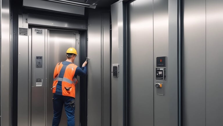 A selection of lift spare parts displayed neatly.