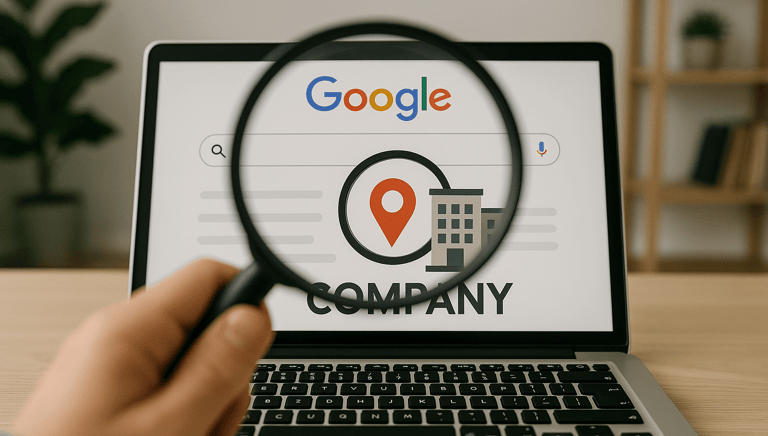 Écran d’ordinateur avec une recherche Google locale – stratégie de référencement naturel