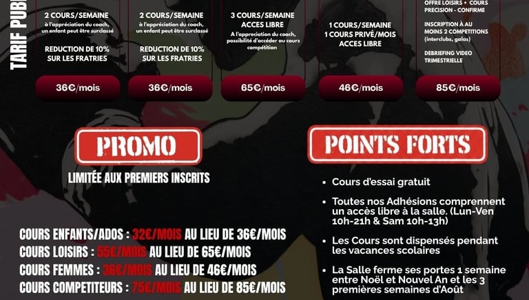 Tarifs Précision Boxing Club