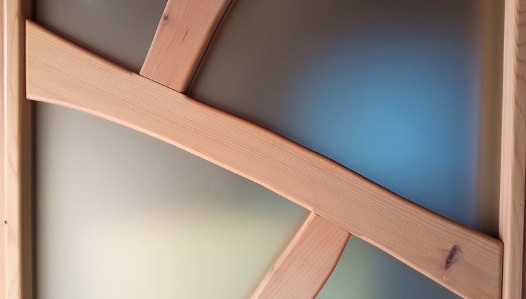 porte artisanale en bois et verre