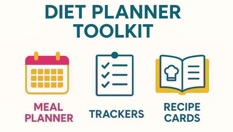 Overview infographic of Diet Planner Toolkit features