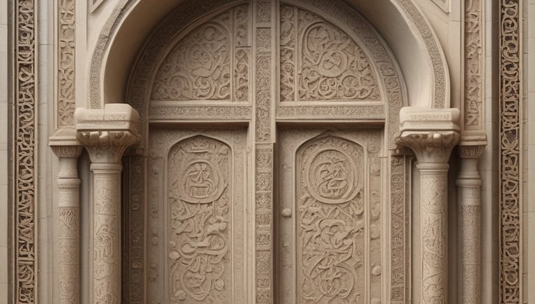 A historic stone building with arched windows and ornate architectural details. A Turkish flag flies atop the structure, and there is an entrance with a sign above it. The sky in the background is partly cloudy.