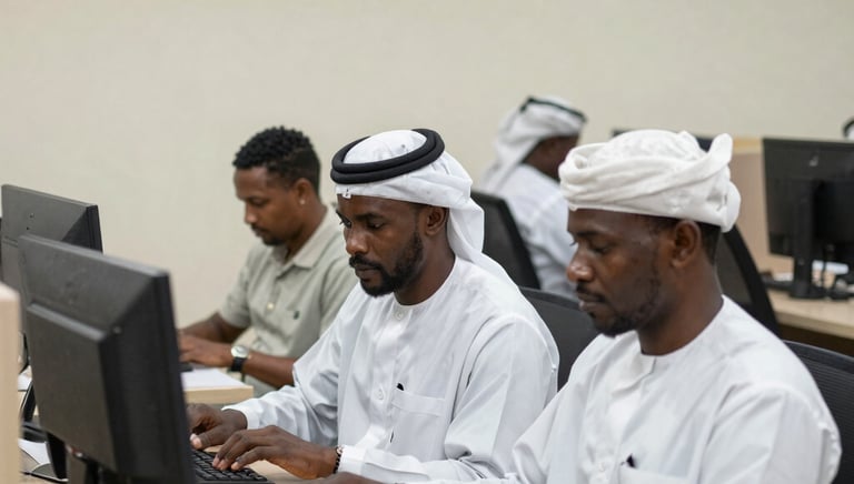 A reception desk with a glass barrier and wooden base is shown. Behind the desk, two individuals are seated, one of whom is wearing headphones. Above the desk, a large illuminated sign reads &amp;amp;#x27;Sendy Partner Center.&amp;amp;#x27;