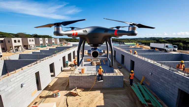 Dorne sobrevoando construção de condominio de casas