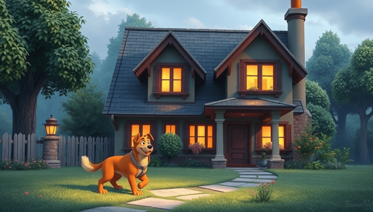 chien qui surveille une maison