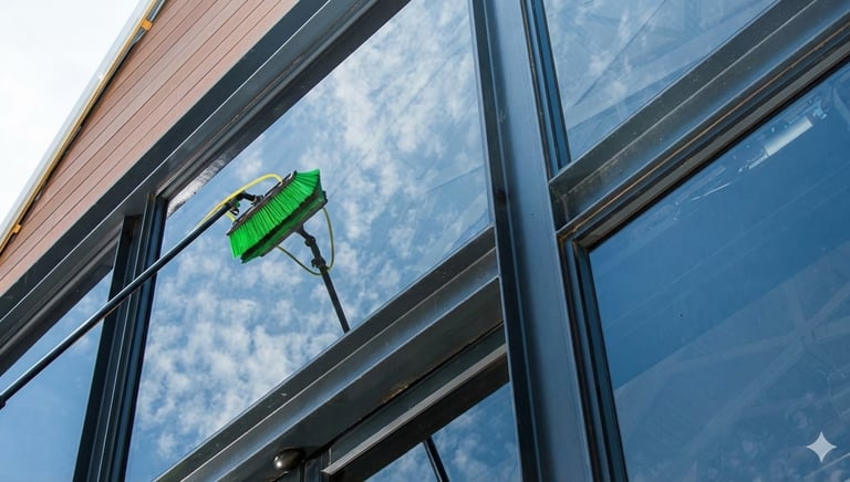 Professional high-rise window cleaning by TOT Cleaning & Landscape Sdn Bhd.