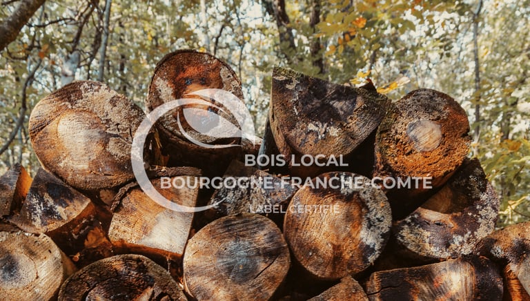 une pile de bûches avec une clôture en bois en arrière-plan