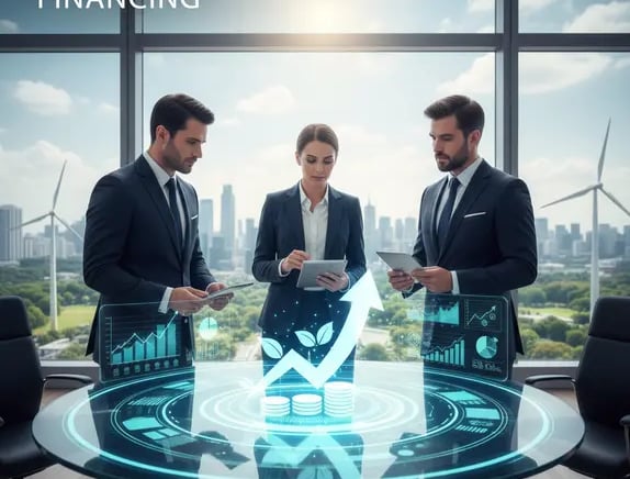 Financiamiento sostenible México: ilustración de inversiones ecológicas ESG con líneas de crédito para MIPYMES en crecimiento