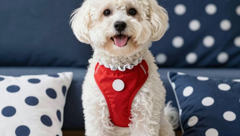 A vibrant selection of handmade pet clothes displayed with bright colors and patterns.
