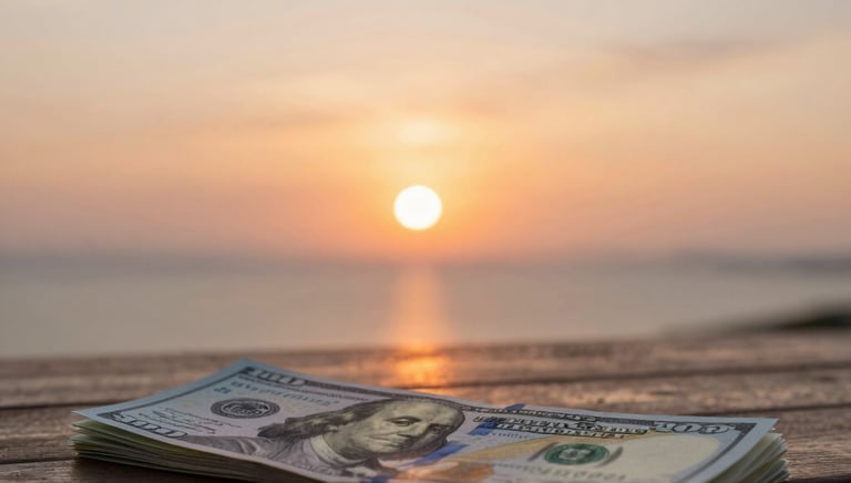 Hands holding a calculator and financial charts on a wooden desk, symbolizing budgeting and planning.
