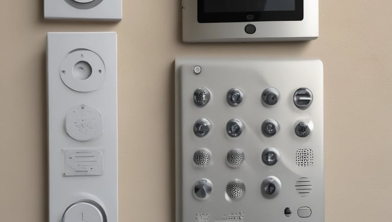 A modern intercom system installed at a front door.