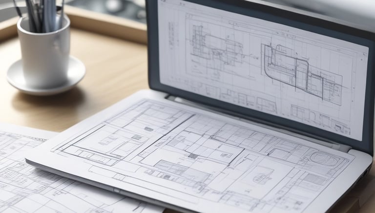 Architect reviewing detailed municipal blueprints on a construction site
